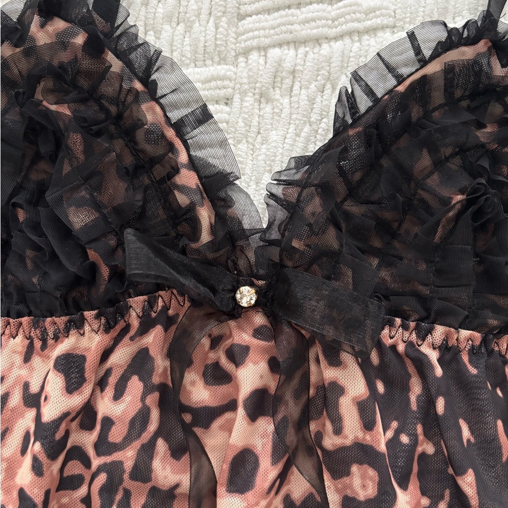 Leopard Print Ruffle tank & Short Set - Picture 3 of 6